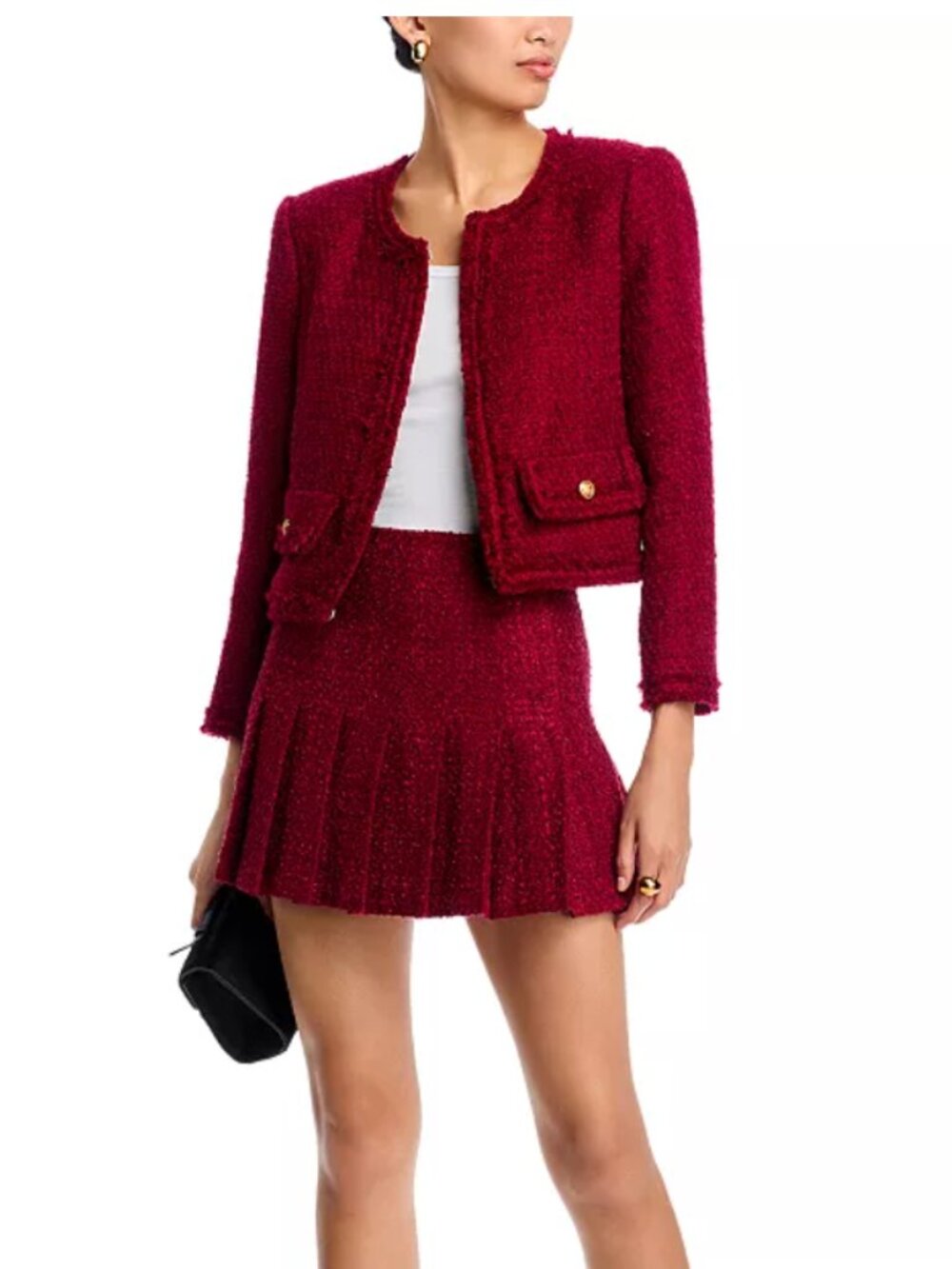 A&O Carter Tweed Pleated Mini Skirt